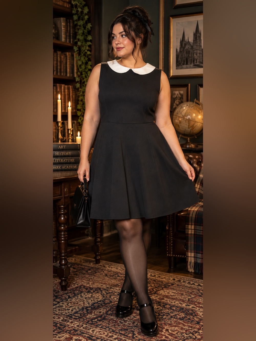 Torrid Peter Pan Collar Skater Dress 0 Dark Academia Goth Black White